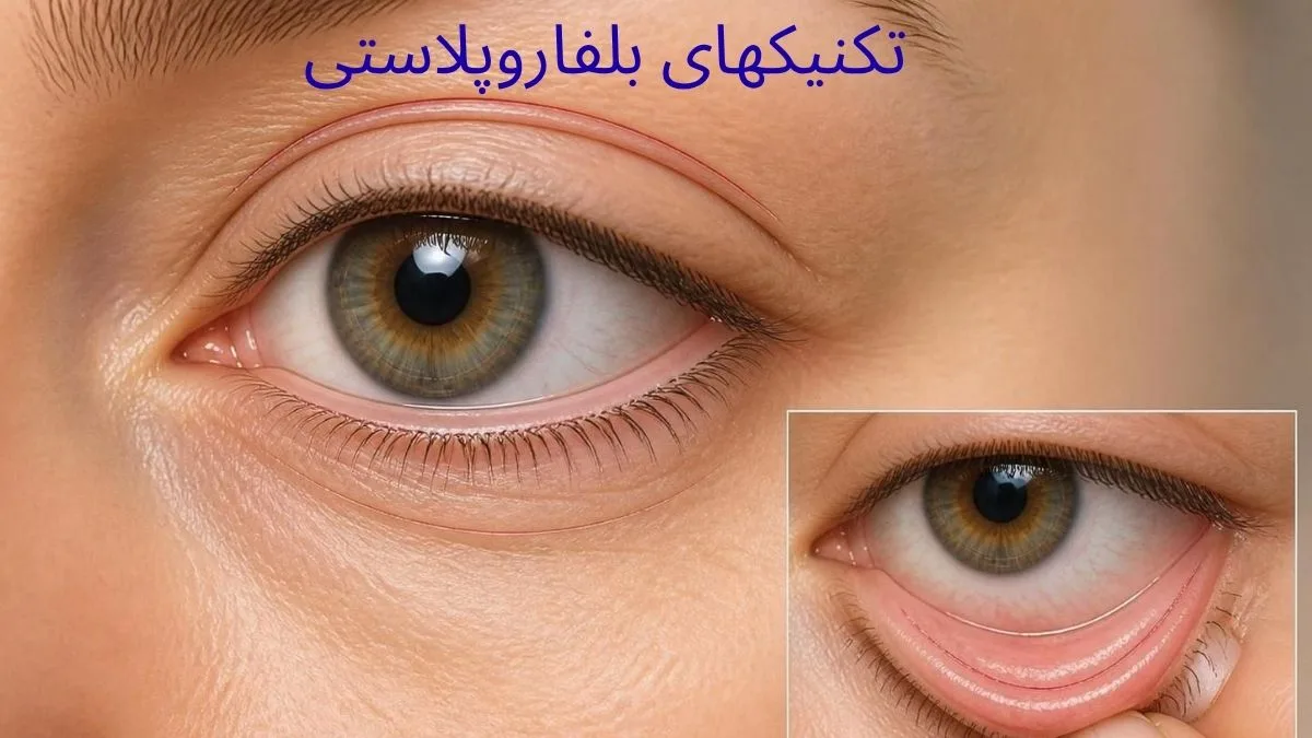 تکنیک بلفاروپلاستی-تصویر چشم و نشان دادن محل برش جراحی پلک